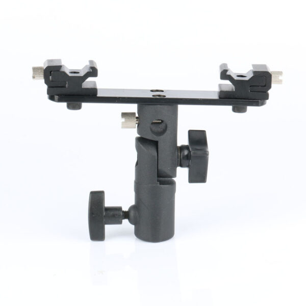 Double Twins Dual Hot Shoe Speedlight Stand Bracket Mount Holder for