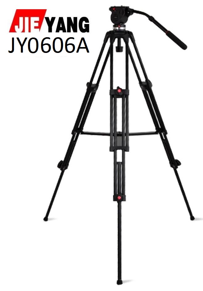 JieYang JY0606A Kit Aluminum Video Tripod + JY0606 Fluid Head / 190 CM